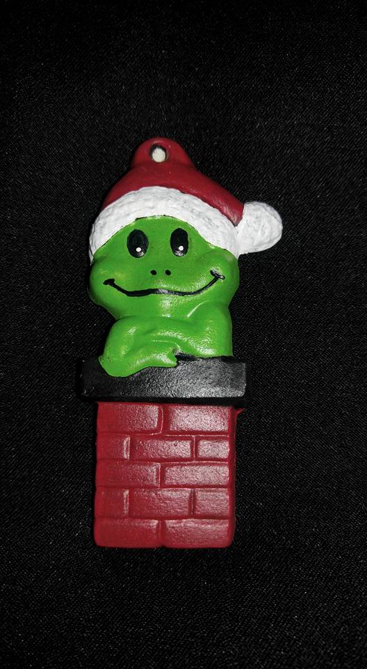 Santa Frog in Chimney