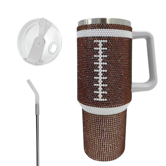 40oz Bedazzled Football Tumlber